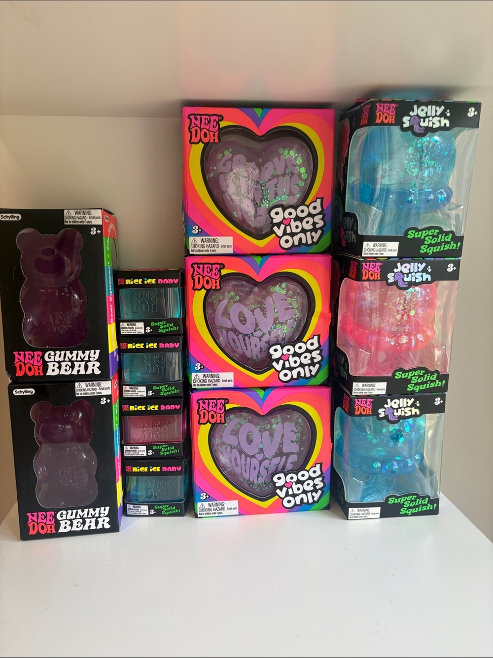 Needoh, Choose 2 Full size pictured, Bear,JellySquish, Good vibes only&1 Niceice
